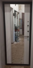 Входная металлическая дверь Бункер БН-14 Американский орех зеркальная вставка Максимум ФЛЗ-1 Сандал белый