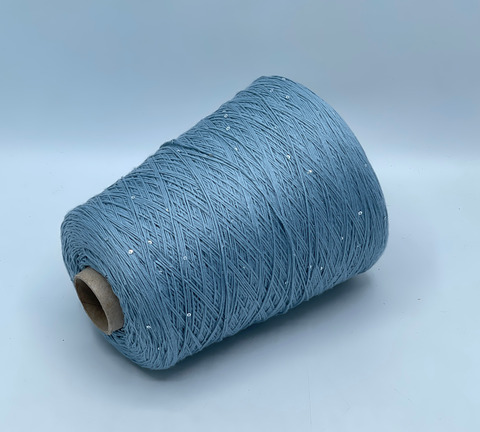 Бобинная пряжа, Cotone Paillettes, 450м, 97% Хлопок, 3% Полиэстер(пайетка), Серо-голубой. 40729
