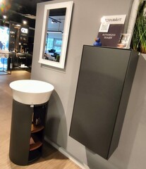 Duravit DURAVIT WHITE TULIP SET 2 Комплект мебели: тумба под раковину + раковина + шкаф + зеркало, цвет тумбы/шкафа-графитовый шелковисто-матовый фото