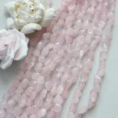 Розовый кварц галтовка, 9-12 мм, 1 нить, К023