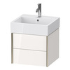 Duravit XViu XV43330B122 Тумба подвесная 397x484x454мм, для раковины #235050, 2 ящика, цвет: белый глянцевый/champagne matt