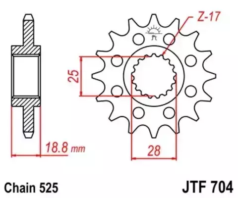 Звезда BMW F650 F700 F850 F900 JT JTF704.17RB с демпфером 17 зуб