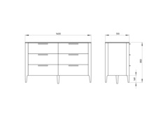 Комод Type oak 6 ящиков ширина 140 см (натуральный дуб)