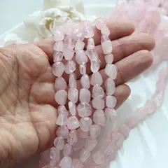 Розовый кварц галтовка, 9-12 мм, 1 нить, К023
