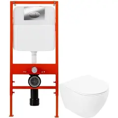 BelBagno Stylus CZR-513-TH-R/CZR2316SC/BB026/BB051CR Инсталляция с унитазом, сиденьем и клавишей смыва, цвет: белый фото