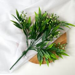 Боярышник с ягодами, искусственная зелень, цвет Зеленый, 37 см, набор 2 букета.