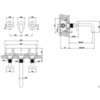Gessi Inciso 58190#246 Встраиваемый смеситель для раковины на 3 отверстия с изливом 210-190мм (внешние части), цвет: золото