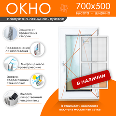 Пластиковое окно 700 х 500 ТермА Эко + Москитная сетка