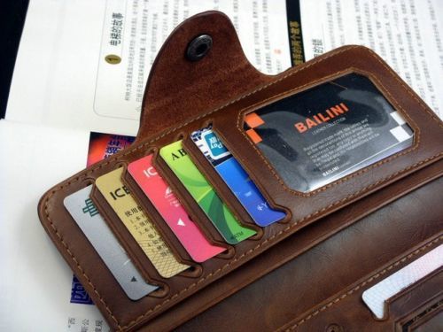 Mens Brown Leather Long Wallet №2