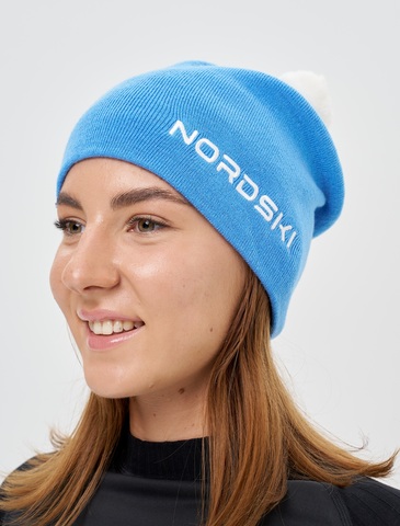 Лыжная шапка c шерстью Nordski Embroidery light blue