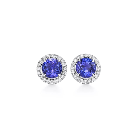 Серьги из платины с бриллиантами и синим танзанитом, Tiffany 💎Soleste. В наличии
