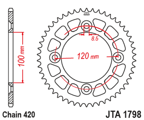 Звезда ведомая алюминиевая JTA1798 47BLK