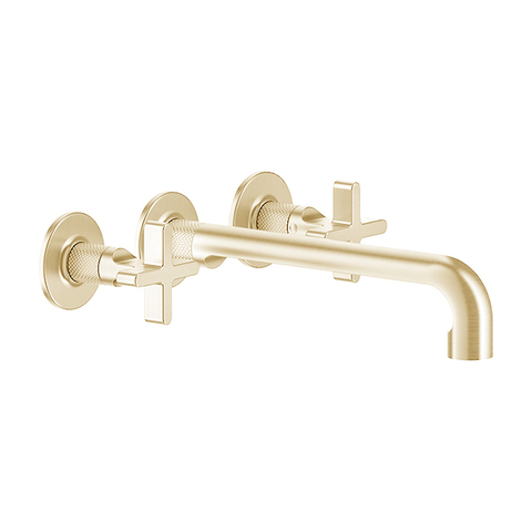 Gessi Inciso 58192#246 Встраиваемый смеситель для раковины на 3 отверстия с изливом 255-235мм (внешние части), цвет: золото