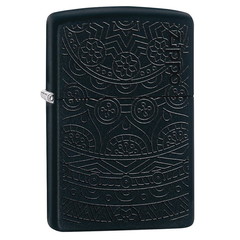 Фото Зажигалка ZIPPO Tone on Tone Design с покрытием Black Matte, латунь/сталь, чёрная, 36x12x56 мм