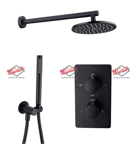 Душевой термостатический комплект Warmer Black Line Bl 400300-12D Termo