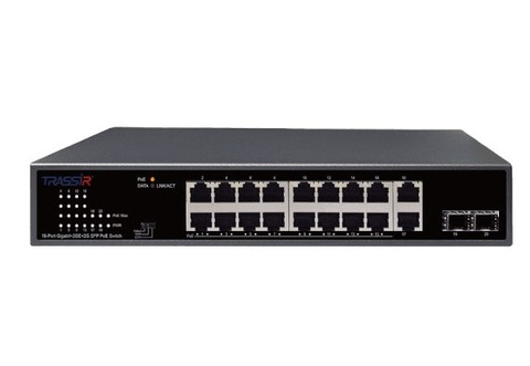 Коммутатор неуправляемый TRASSIR TR-NS14202S-185-16POE