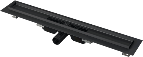 Alcaplast APZ101BLACK-1450 Водоотводящий желоб с порогами для перфорированной решетки, черный-мат