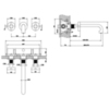 Gessi Inciso 58192#246 Встраиваемый смеситель для раковины на 3 отверстия с изливом 255-235мм (внешние части), цвет: золото