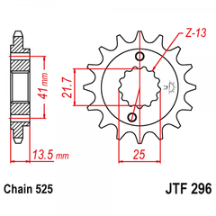 Звезда передняя JTF296.16RB для Honda VLX600/NV400 Steed