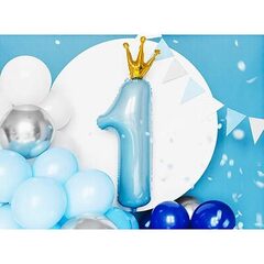 Цифра гелиевя 1 с короной Sky Blue