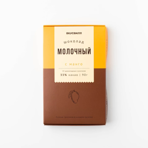 Шоколад молочный с манго, 90 гр