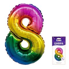 Шар К 16''/41 см, Мини-цифра Радуга 