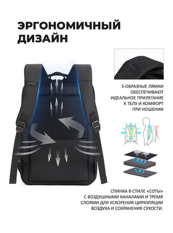Картинка рюкзак городской Aoking SN2119 Black - 9