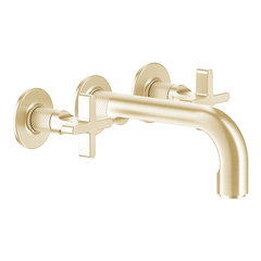 Gessi Inciso 58194#246 Встраиваемый смеситель для ванны на 3 отверстия с изливом 190-170мм (внешние части), цвет: золото фото