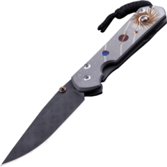 Фото Складной нож Chris Reeve Small Sebenza 21, дамасская сталь Чада Николса, рукоять титановый сплав, гравировка солнечная система