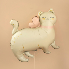 Шар К Фигура, Милая кошка с бантиком, Белый, Сатин, 27''/68 см, 1 шт.