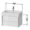 Duravit XViu XV43350B221 Тумба подвесная 397x684x454мм, для раковины #235070, 2 ящика, цвет: walnut dark/черный матовый