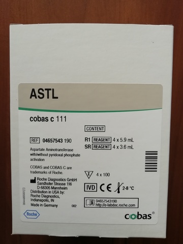 Аспартатаминотрансфераза МФКХ (Aspartat Aminotransferase IFCC cobas с system (ASTL/GOT)), 4х100тестов, Roche Diagnostics GmbH, Германия.