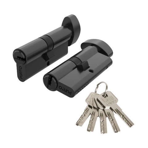 Цилиндровый механизм с вертушкой PUNTO Z302/80 mm (35+10+35) BL черный 5 кл. /63929/
