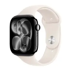 Умные часы Apple Watch Series 11 GPS, 46mm, Jet Black Aluminium Case with Starlight Sport Band, M/L