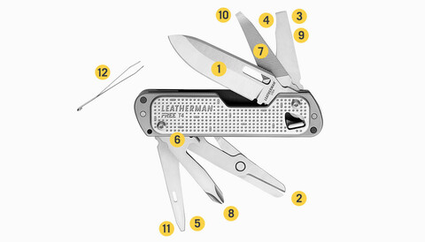 Набор функций и инструментов ножа-мультитула Leatherman Free T4 (832686) | Multitool-Leatherman.Ru