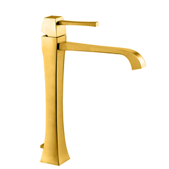 Gessi Mimi 11987#080 Смеситель для накладной раковины высотой от 120 до 200мм с донным клапаном, излив 177мм, цвет: золото фото