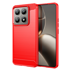 Чехол с дизайном в стиле карбон красного цвета на Xiaomi 14T и 14T Pro, мягкий отклик кнопок, серия Carbon от Caseport