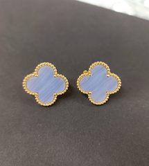 Серьги Trendy клевер крупные с сиреневой вставкой 1 мотив