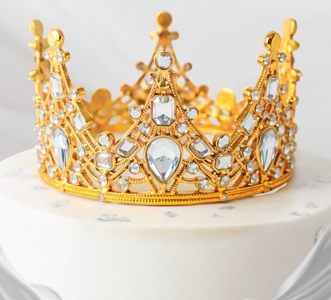 Корона для торта, пластик, Золото, 12*6 см