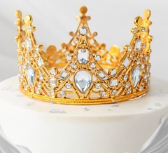 Корона для торта, пластик, Золото, 12*6 см