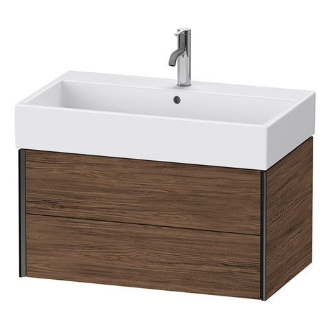 Duravit XViu XV43360B221 Тумба подвесная 397x784x454мм, для раковины #235080, 2 ящика, цвет: walnut dark/черный матовый