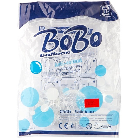 Шар К Deco Bubble (Бабл), 10''/20 см, Прозрачный, Растянутый, 5 шт. (В синей упаковке)