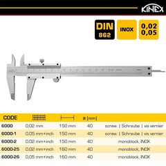 Штангенциркуль ШЦ-1-150/40мм 0,02мм+inch DIN862 MonoBlok INOX Kinex K-Met 6000-2