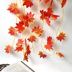 №2 Кленовые листья, осенние, искусственные, лиана 2,35 метра, листья около 6,5*7 см, набор 3 шт.