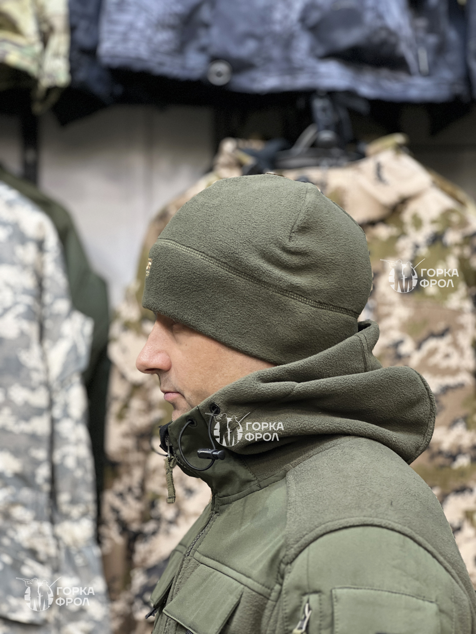 Флисовая теплая шапка мужская 7.62 Gear, Олива