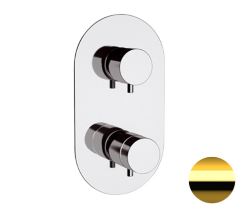 Remer Minimal Thermo NT93DO Смеситель для ванны/душа термостат на 3 потока скрытый монтаж (скрытая часть в комплекте), цвет: золото