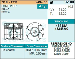Поршень двигателя TEIKIN 46348AG STD (4шт/упак)