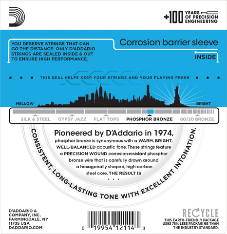 D`ADDARIO EJ16 PHOSPHOR BRONZE LIGHT 12-53