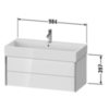Duravit XViu XV43370B122 Тумба подвесная 397x984x454мм, для раковины #235010, 2 ящика, цвет: белый глянцевый/champagne matt