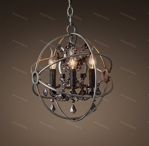 Люстра FOUCAULT'S ORB SMOKE CRYSTAL Restoration Hardware 68290502